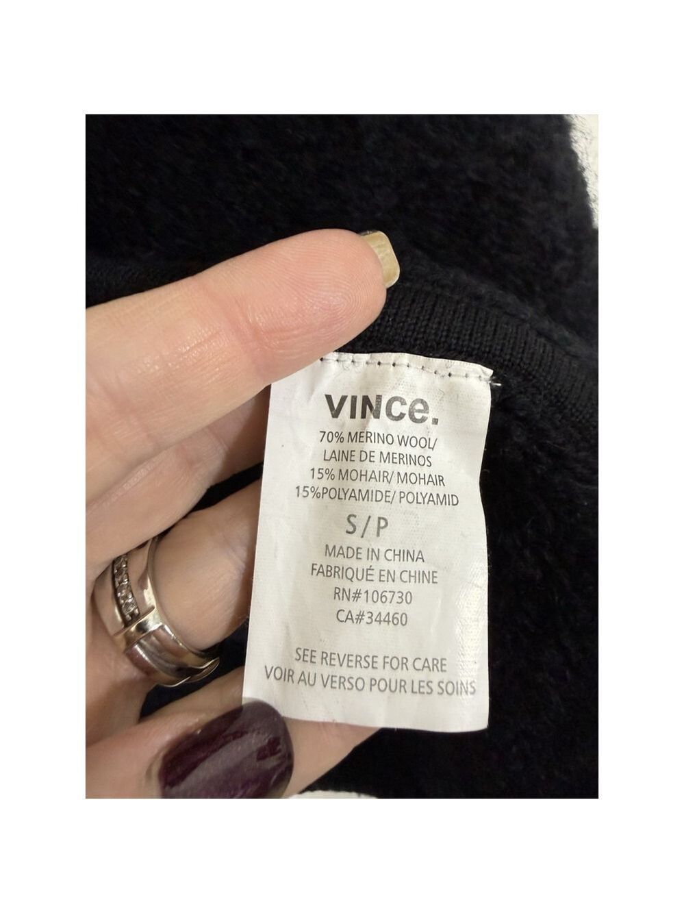 VINCE Wool Mohair Chunky Cardigan Sweater Small Black Open Front Chunky Knit - Picture 7 of 9